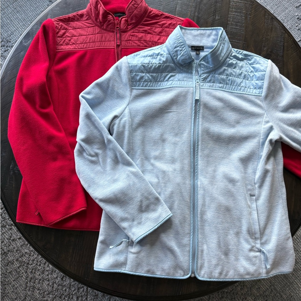 Talbots Quilted Jackets in Vibrant Red and Soft Blue